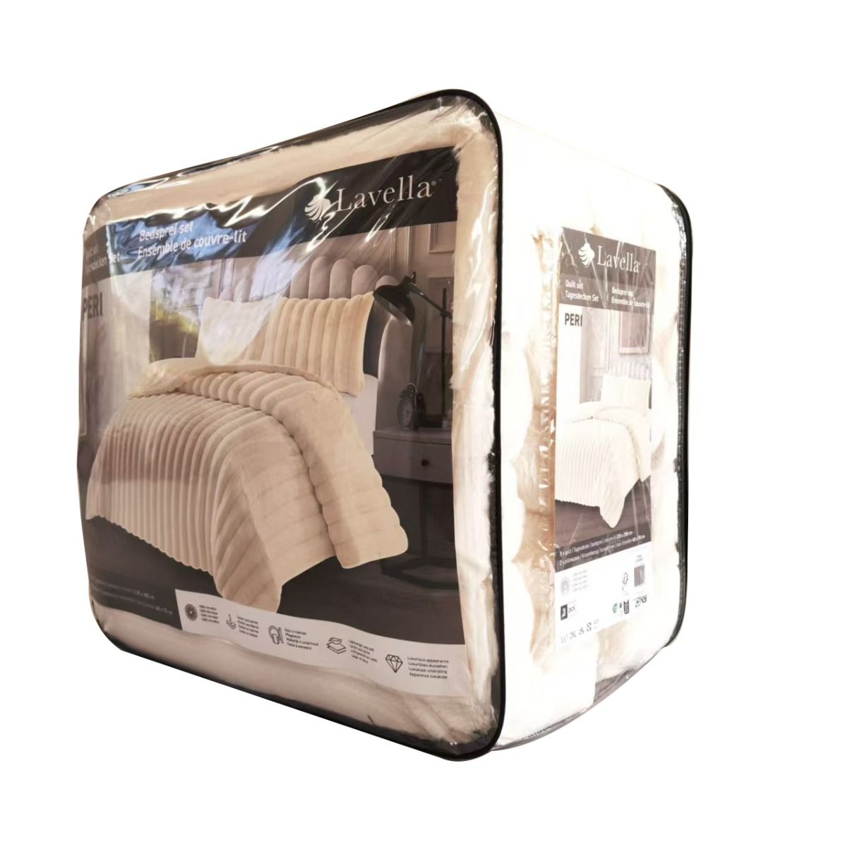 Lavella Peri Bedsprei Set 3 - delig - Crème - 250x235cm - TEKZEN