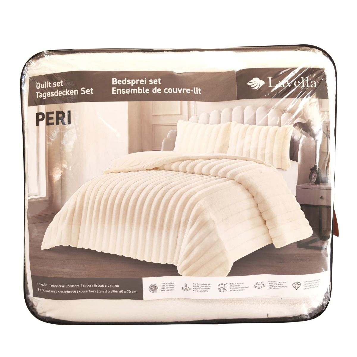 Lavella Peri Bedsprei Set 3 - delig - Crème - 250x235cm - TEKZEN