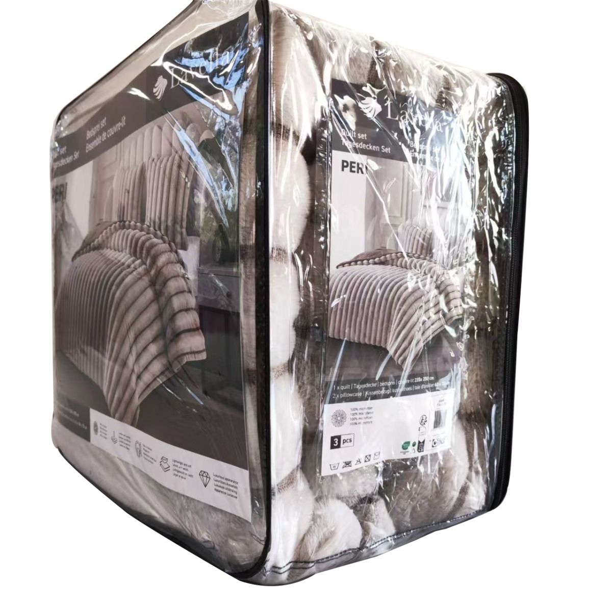 Lavella Peri Bedsprei Set 3 - delig - Taupe - 250x235cm - TEKZEN