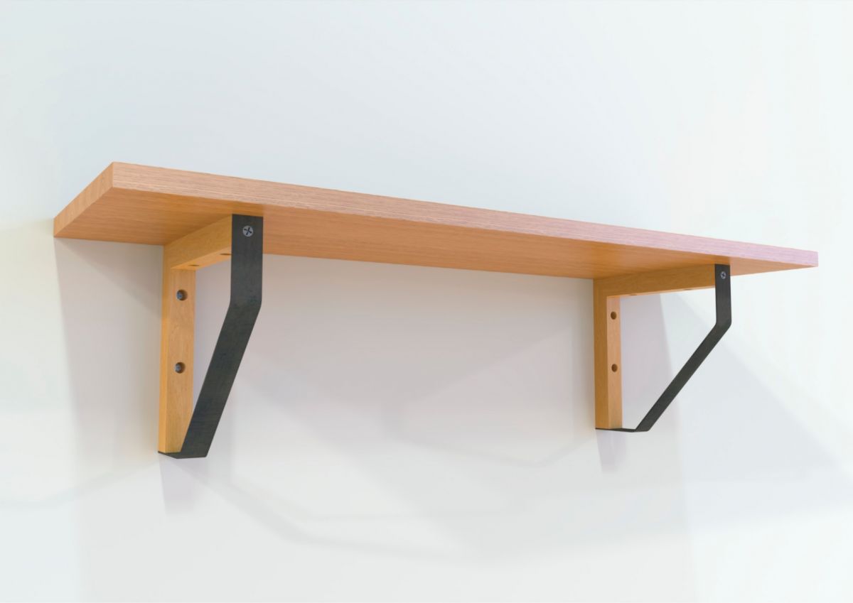 Maclean Plankdrager Spec. Driehoek - 2 stuks - 202 x 202mm - Hout / Metaal - Zwart - Plankdragers - TEKZEN