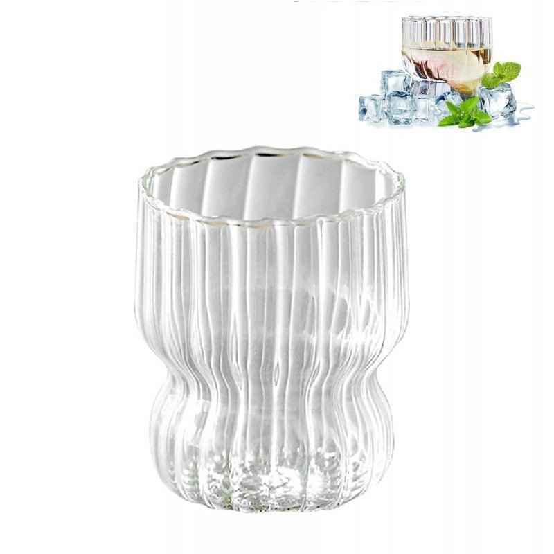 MONOO Geribbelde Glazen - 6 Stuks - 260ml - Koffieglazen - Theeglazen - Waterglazen