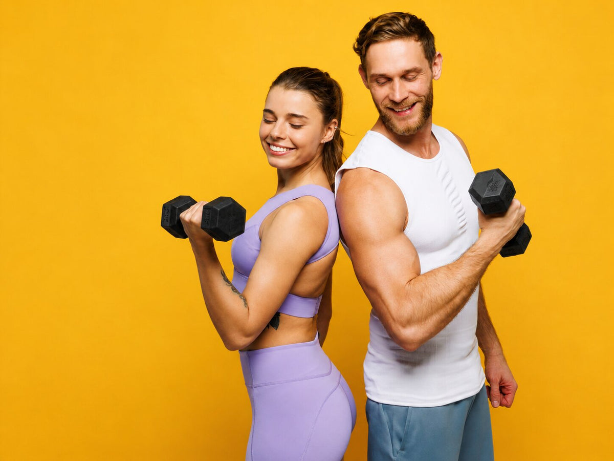 MovePro hex dumbbellset 2 × 2 kg zwart – sfeerfoto van een training met gewichten
