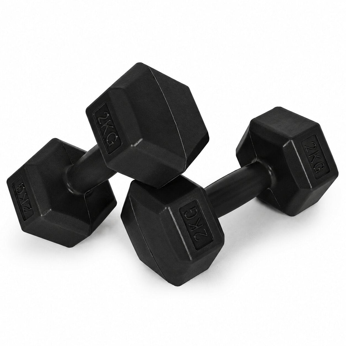 MovePro hex dumbbellset 2 × 2 kg zwart – set van twee dumbbells